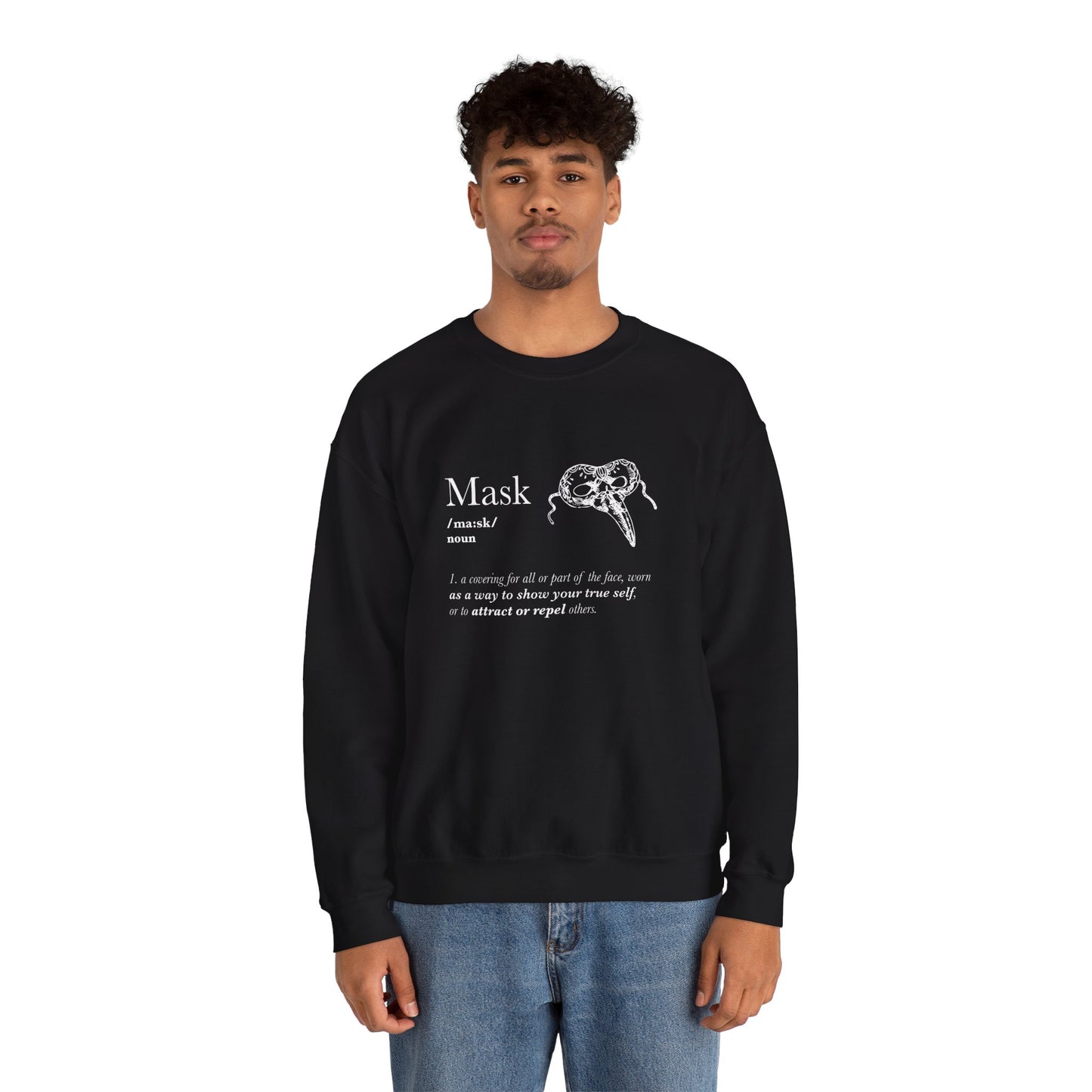 Mask Motif Crewneck Sweatshirt