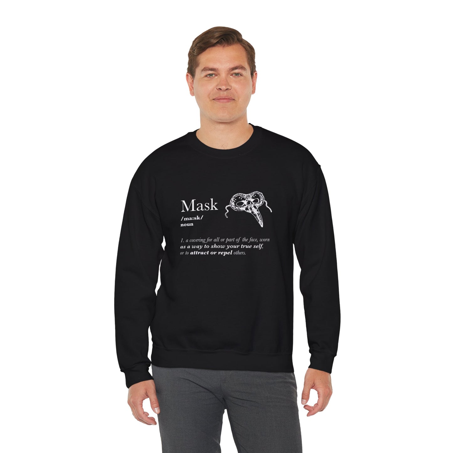 Mask Motif Crewneck Sweatshirt