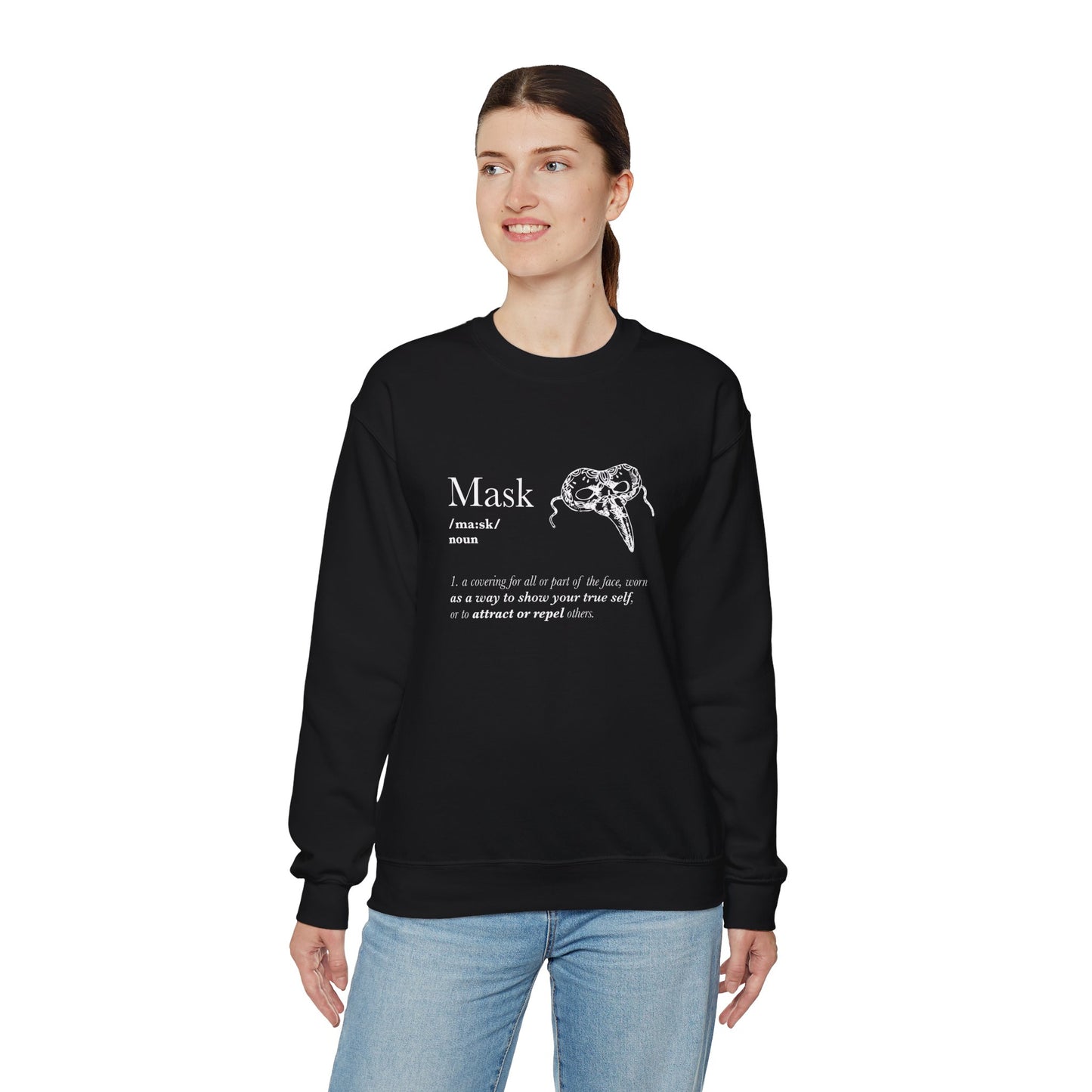 Mask Motif Crewneck Sweatshirt