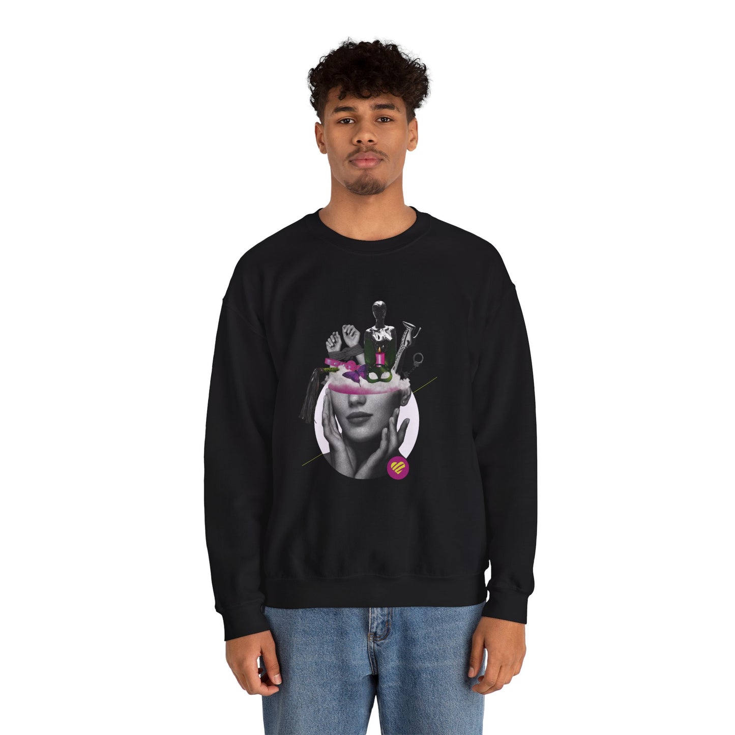 Kinky Collage Motif Crewneck Sweatshirt