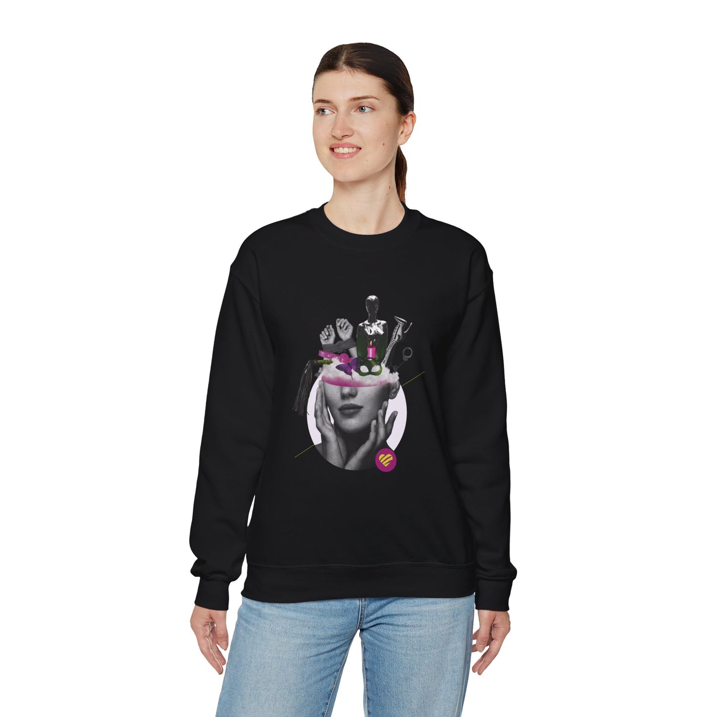 Kinky Collage Motif Crewneck Sweatshirt