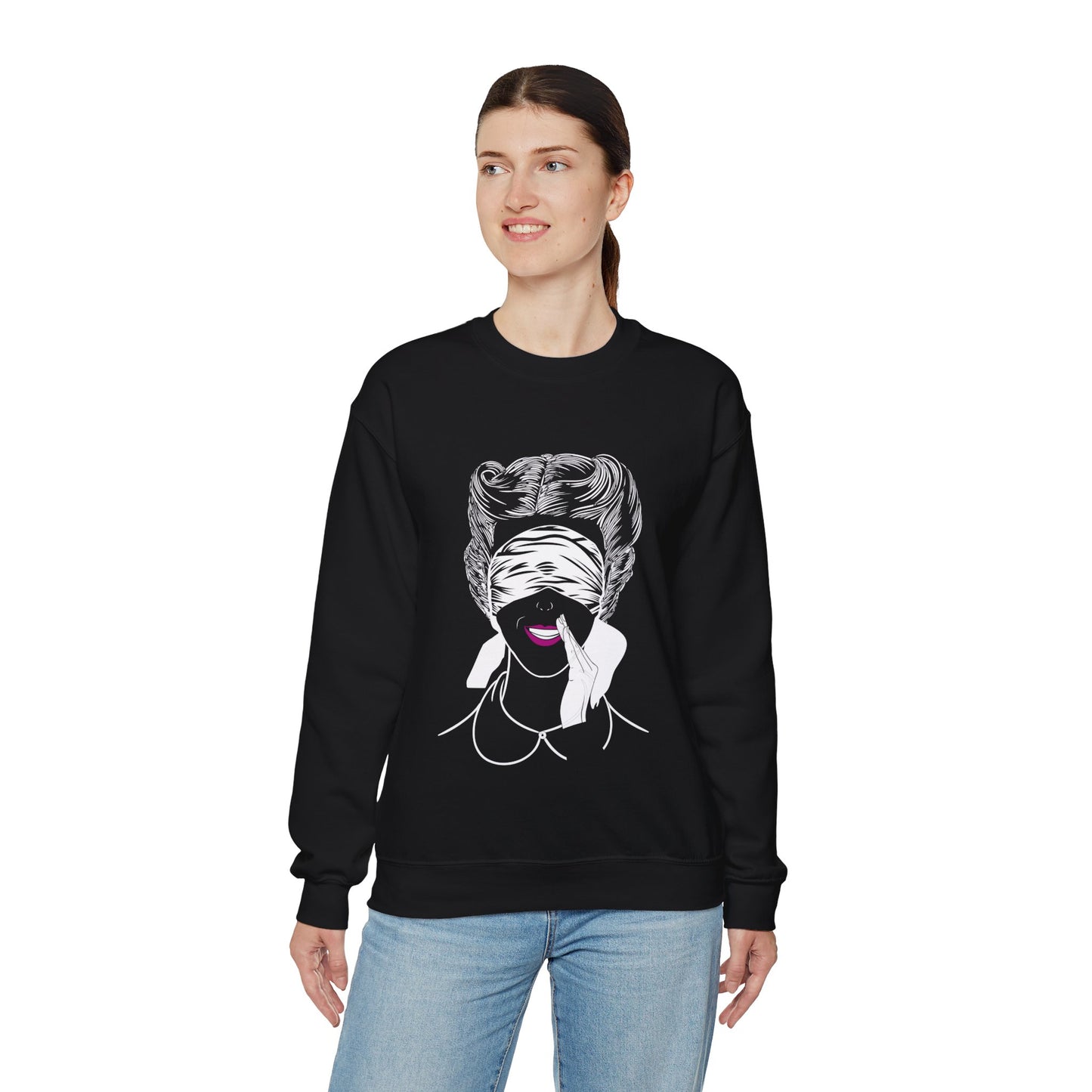Blindfold Motif Crewneck Sweatshirt