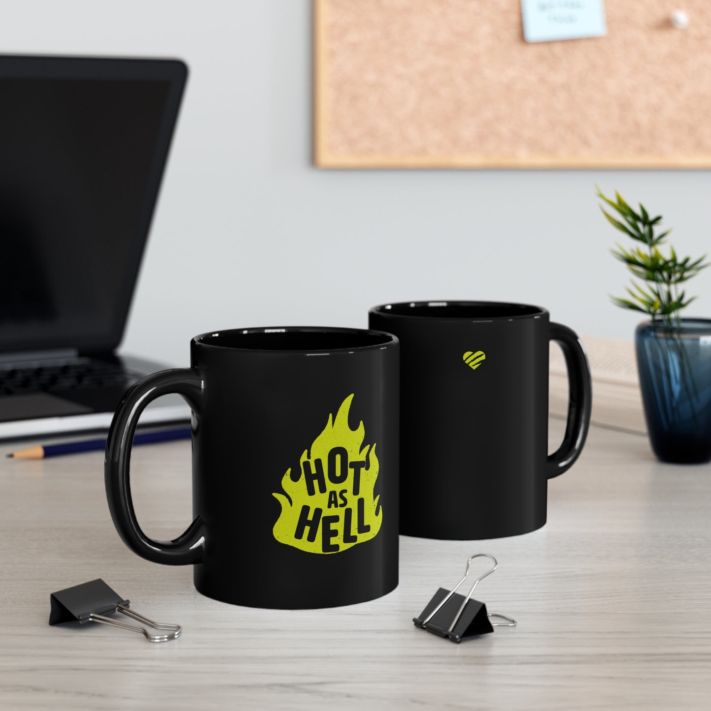 Hot As Hell Motif Coffee Mug (Green)