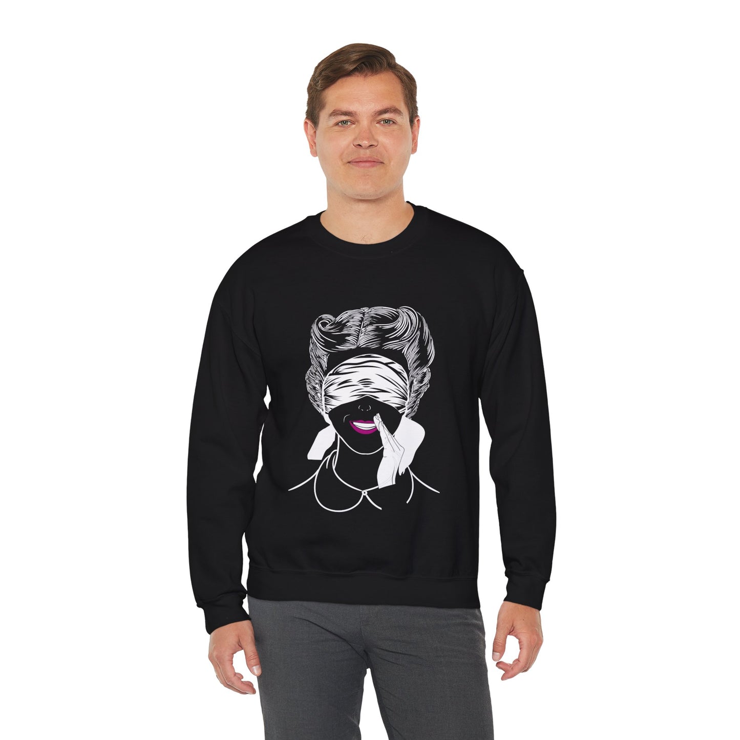 Blindfold Motif Crewneck Sweatshirt