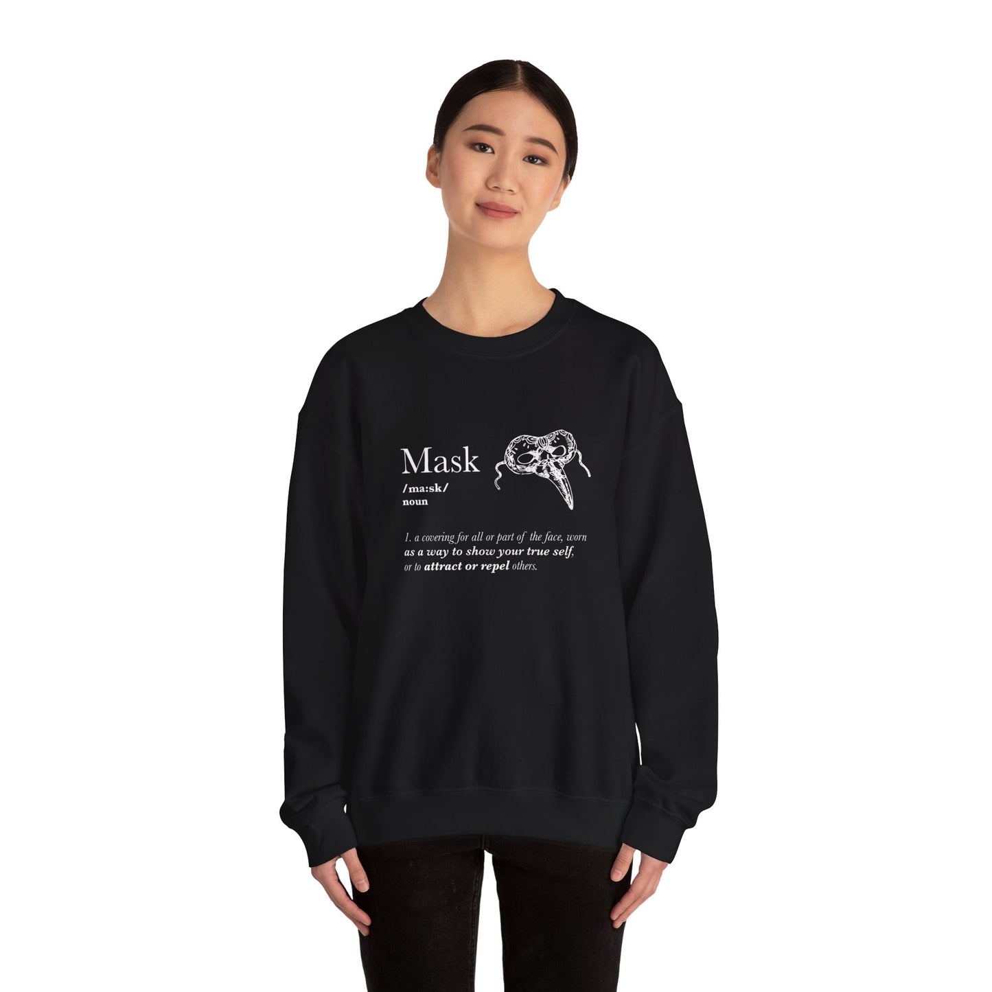 Mask Motif Crewneck Sweatshirt