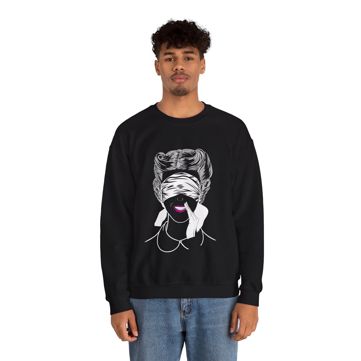 Blindfold Motif Crewneck Sweatshirt