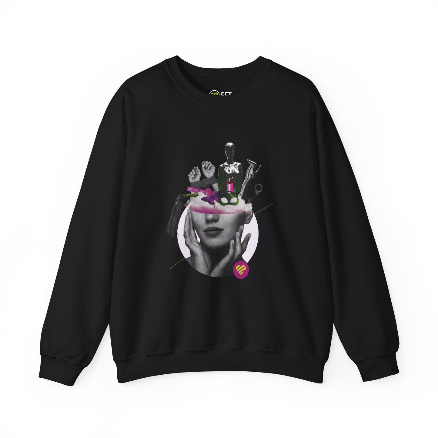 Kinky Collage Motif Crewneck Sweatshirt