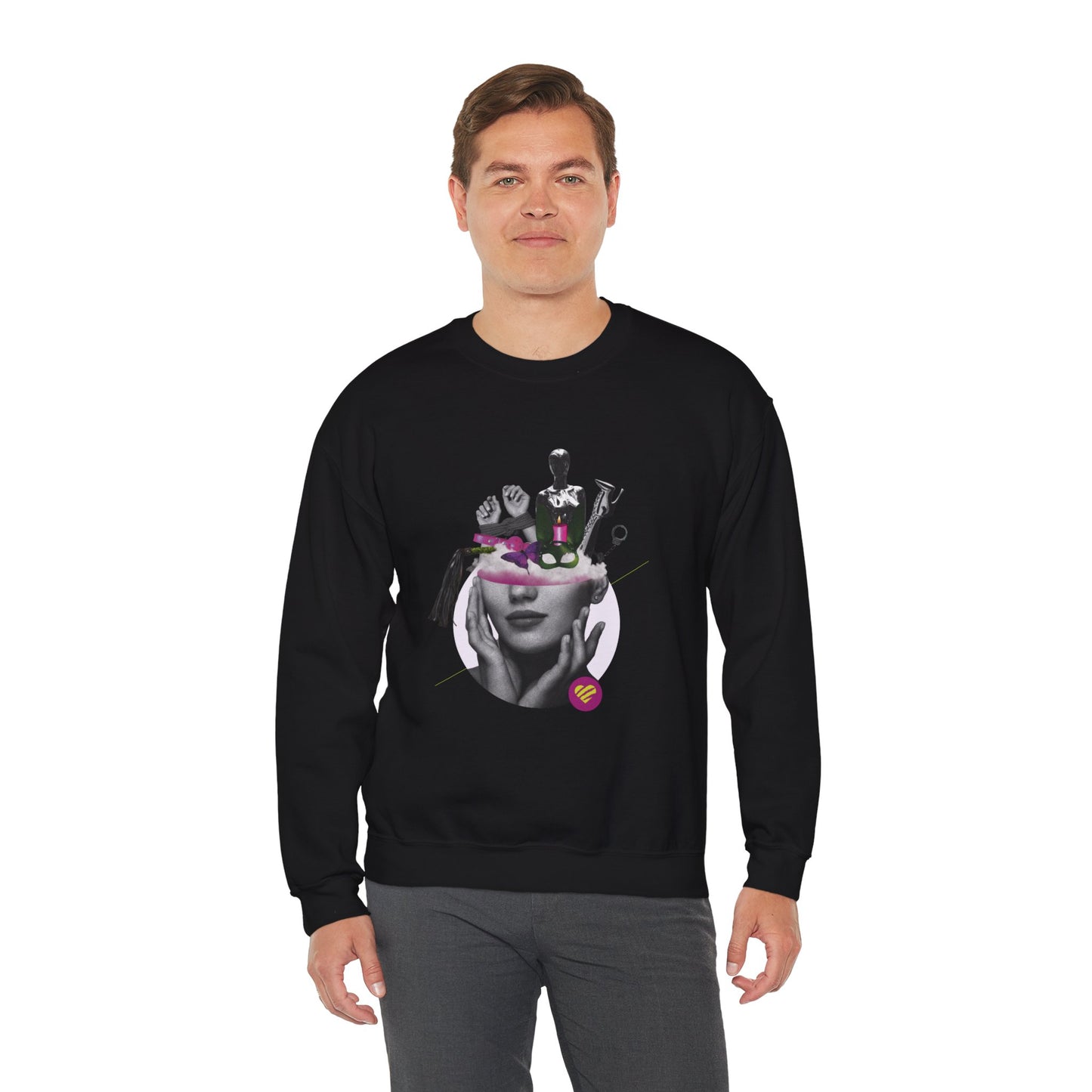 Kinky Collage Motif Crewneck Sweatshirt