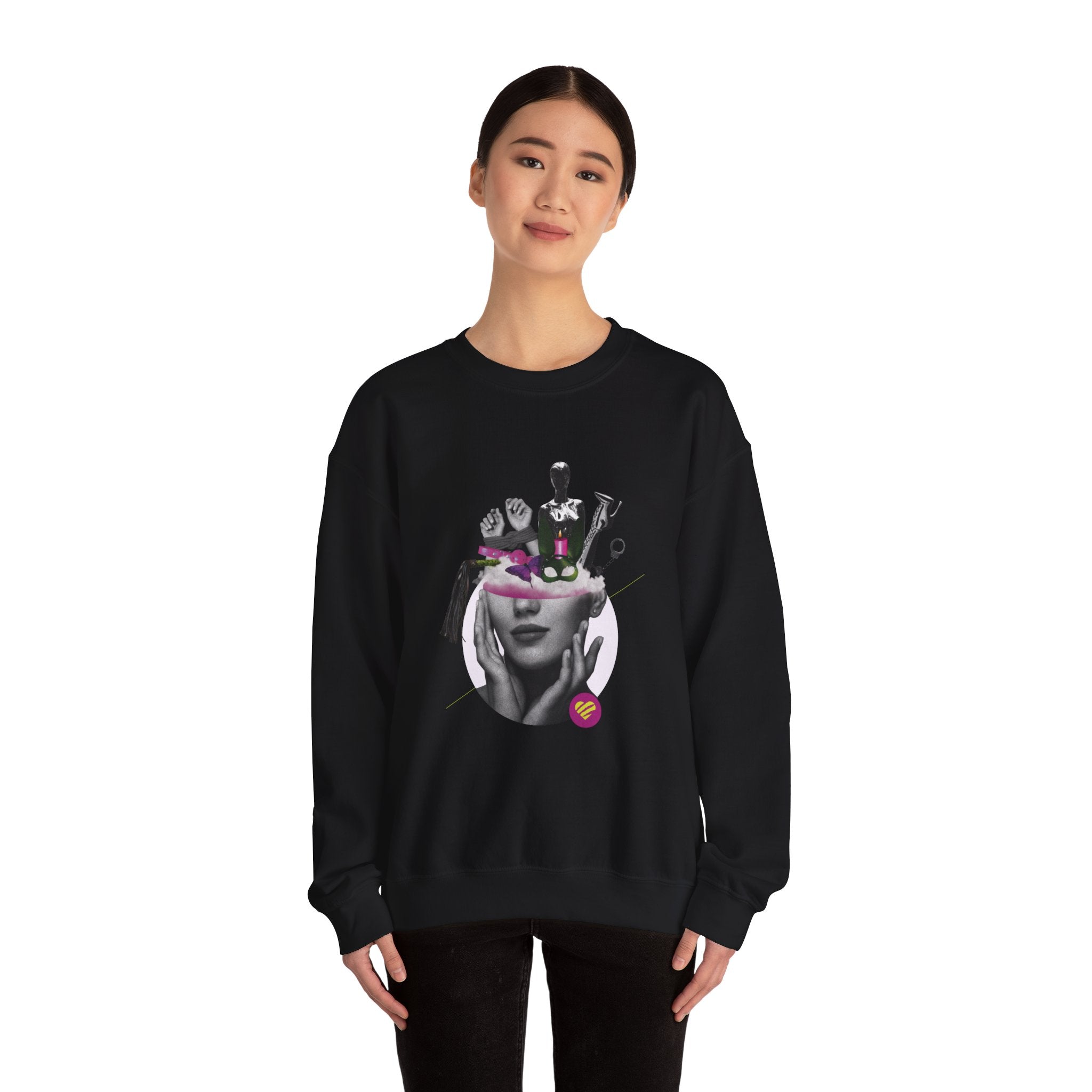 [ LMC ]★ THORNS COLLAGE CNTRST ST SWEATSHIRT LMC LMC THORNS SERIF SWEATSHIRT black | International Store